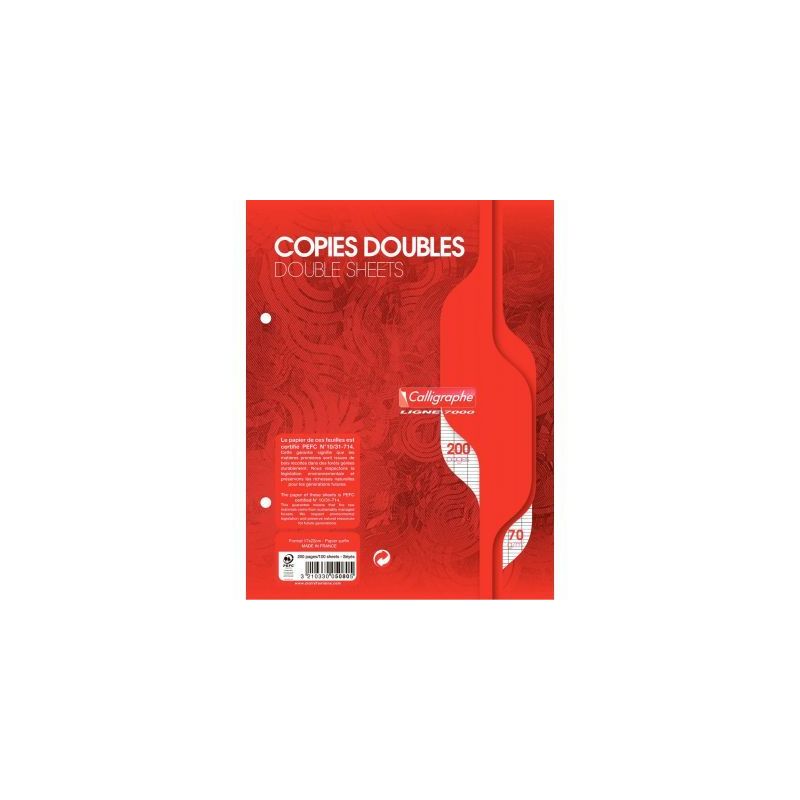 Achetez Sachet de 50 copies doubles (200 pages perforées) format 17x22 cm séyès 70g blanc 5080C p..