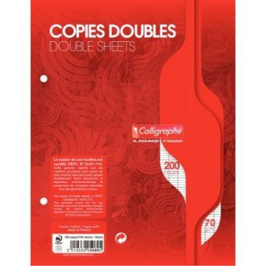 Achetez Sachet de 50 copies doubles (200 pages perforées) format 17x22 cm séyès 70g blanc 5080C p..