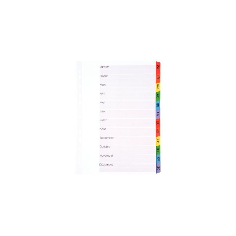 Achetez Intercalaires 12 touches de janvier à décembre format A4 : 21x29,7 cm 8317412-980 LANDS pa..