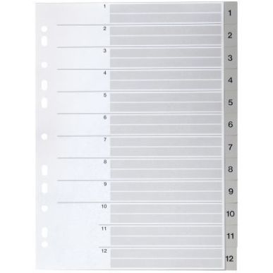 Achetez PERGAMY Jeu 12 intercalaires numériques 1-12 polypropylène format A4. Coloris Blanc pas ch..