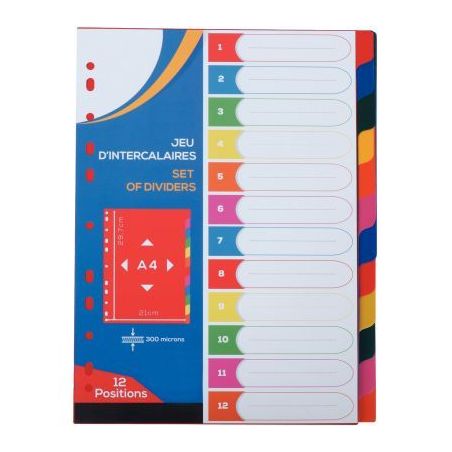 Achetez Jeu de 12 intercalaires en polypropylène 30/100ème, format A4 2010019 pas cher sur Ma Rent..