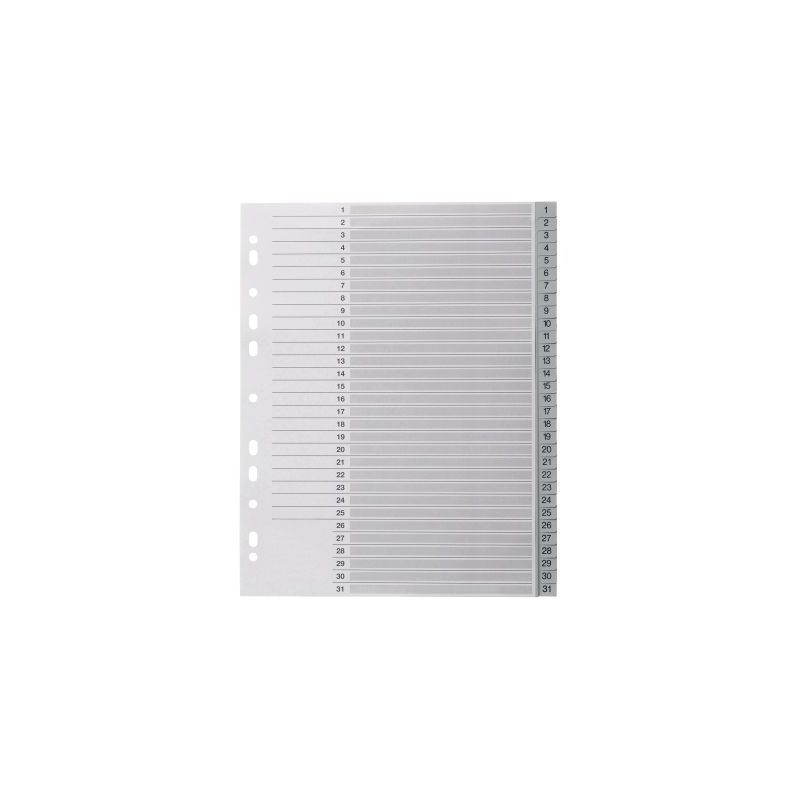 Achetez Jeu de 31 intercalaires numériques en polypropylène gris format A4+ 100745090 NOKI pas che..