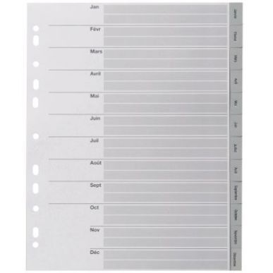 Achetez Jeu de 12 intercalaires mensuels en polypropylène gris format A4+ 100745247 NOKI pas cher s..