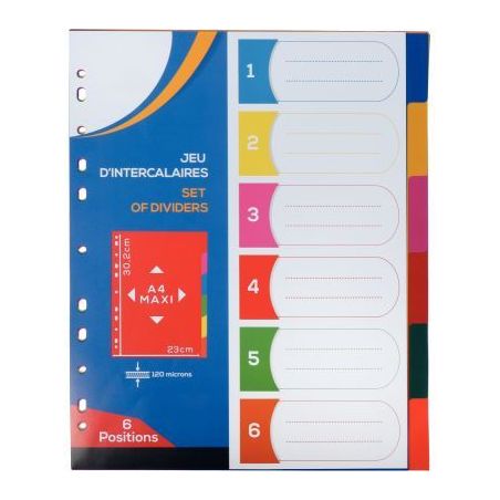 Achetez Intercalaires 6 positions polypropylène pour pochettes perforées A4+ 2010020 pas cher sur ..