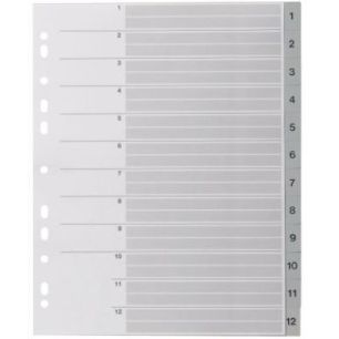 Achetez Jeu de 12 intercalaires numériques en polypropylène gris format A4+ 100745248 NOKI pas che..