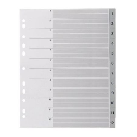 Achetez Jeu de 12 intercalaires numériques en polypropylène gris format A4+ 100745248 NOKI pas che..