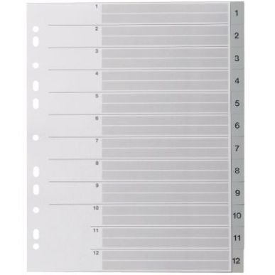 Achetez Jeu de 12 intercalaires numériques en polypropylène gris format A4+ 100745248 NOKI pas che..