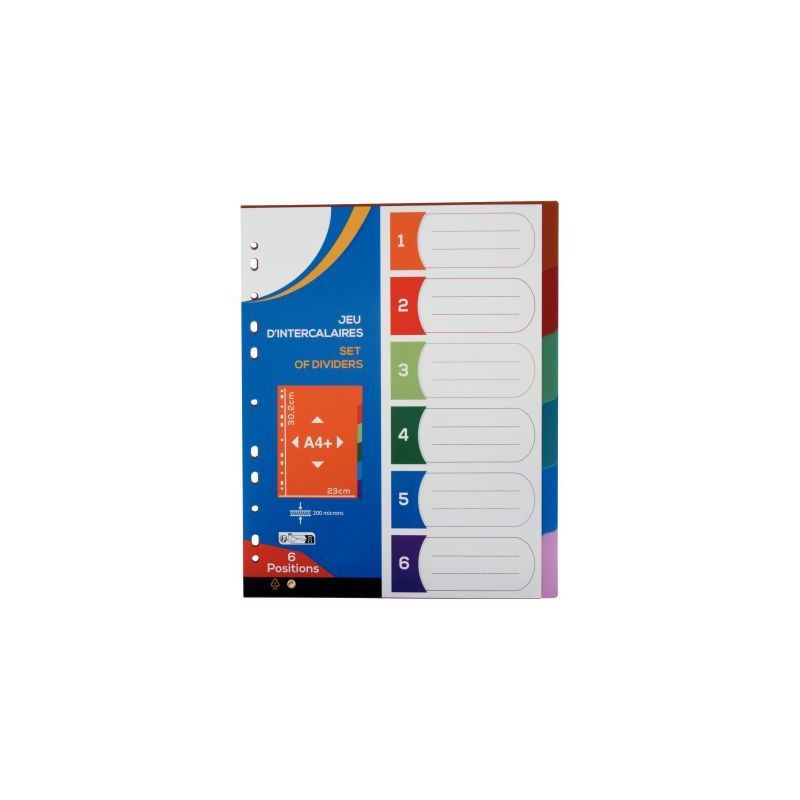 Achetez Jeu de 6 intercalaires en polypropylène COLOR FRESH, format A4+ 2010027 COLOR FRES pas cher..