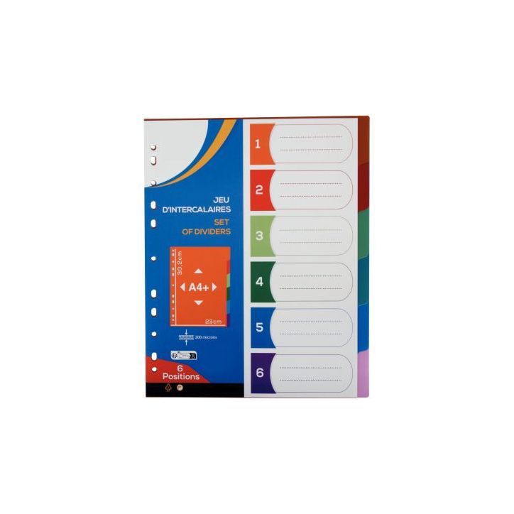 Jeu de 6 intercalaires en polypropylène COLOR FRESH, format A4+ 2010027 COLOR FRES