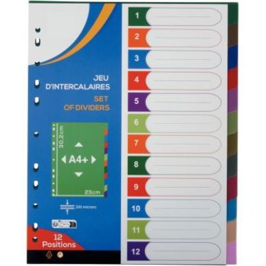 Achetez Jeu de 12 intercalaires en polypropylène COLOR FRESH, format A4+ 2010028 COLOR FRES pas che..