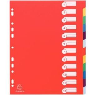 Achetez Jeu de 12 intercalaires en polypropylène 30/100ème, format A4+ 4812E EXACOMPTA pas cher su..