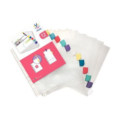 Achetez Jeu de 12 intercalaires 21x29,7cm polypropylène onglet couleur 154316-04 VIQUEL pas cher su..
