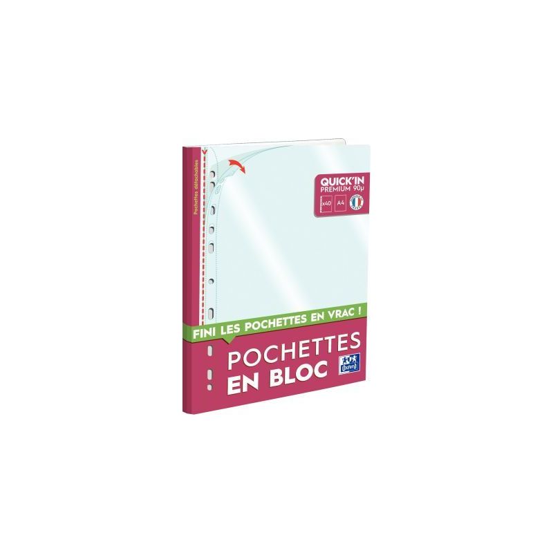 Achetez OXFORD Bloc de 40 pochettes perforées Quick' In A4 en polypropylène 9/100e lisse incolore .. Achetez OXFORD Bloc de 40 pochettes perforées Quick' In A4 en polypropylène 9/100e lisse incolore ..