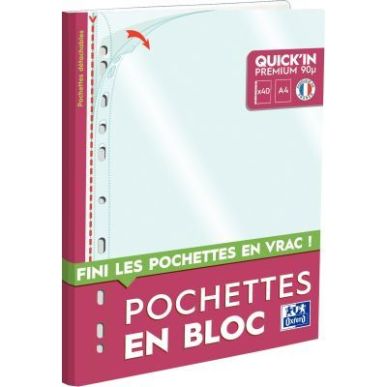 Achetez OXFORD Bloc de 40 pochettes perforées Quick' In A4 en polypropylène 9/100e lisse incolore ..