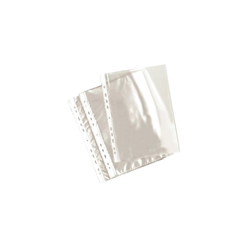Achetez Boite de 100 pochettes perforées 5,5/100  A4 polypropylène lisses incolore pas cher sur Ma..