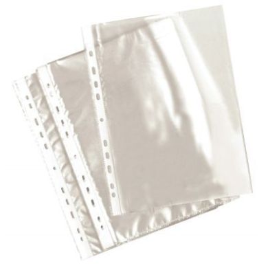Achetez Boite de 100 pochettes perforées 5,5/100  A4 polypropylène lisses incolore pas cher sur Ma..