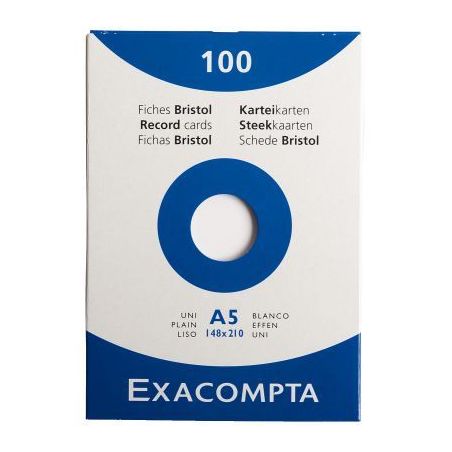 Achetez EXACOMPTA Etui de 100 fiches bristol non perforées 148x210mm (A5) unies Blanc pas cher sur ..