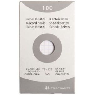 Achetez EXACOMPTA Etui de 100 fiches bristol non perforées 75x125mm (A7) quadrillées 5x5 Blanc pas..