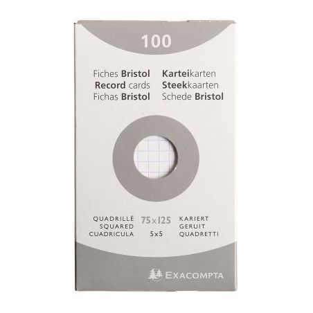 Achetez EXACOMPTA Etui de 100 fiches bristol non perforées 75x125mm (A7) quadrillées 5x5 Blanc pas..