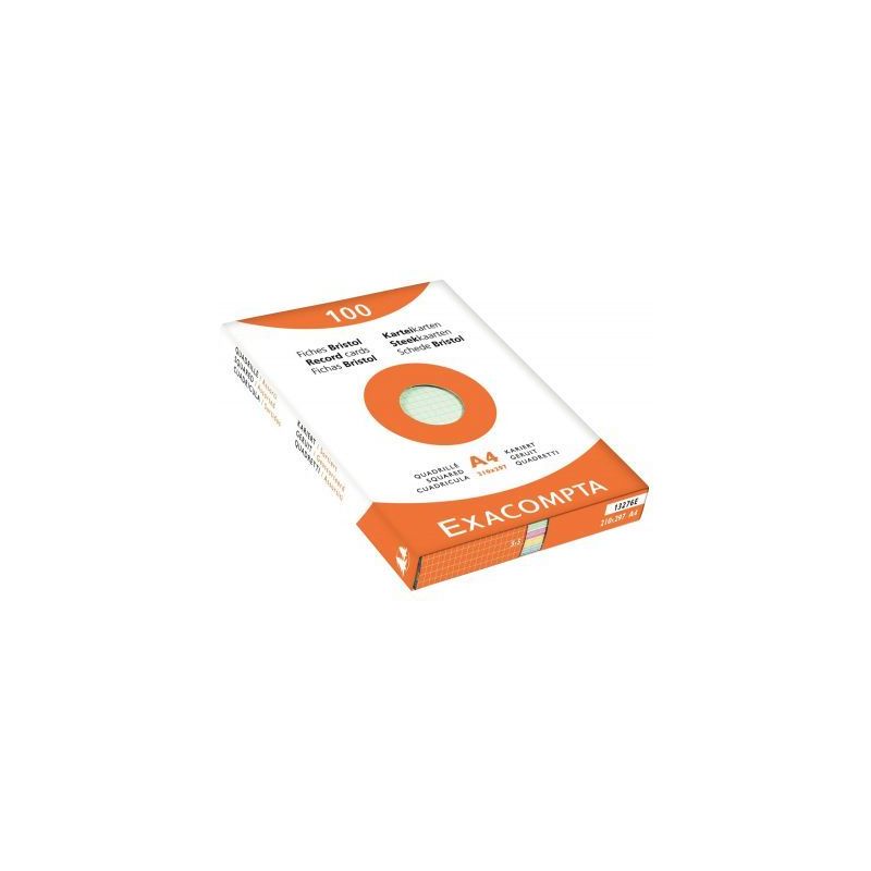 Achetez EXACOMPTA Etui de 100 fiches bristol non perforées 210x297mm (A4) 5x5 assortis pas cher sur.. Achetez EXACOMPTA Etui de 100 fiches bristol non perforées 210x297mm (A4) 5x5 assortis pas cher sur..