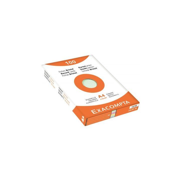EXACOMPTA Etui de 100 fiches bristol non perforées 210x297mm (A4) 5x5 assortis