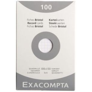 Achetez Etui de 100 fiches bristol non perforées carte forte 205 g blanc quadrillé 5x5 10x15 cm 13..