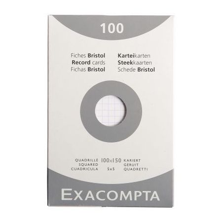 Achetez Etui de 100 fiches bristol non perforées carte forte 205 g blanc quadrillé 5x5 10x15 cm 13..