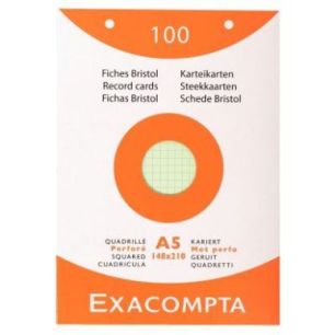 Achetez ETUI DE 100 FICHES  BRISTOL ASS QUADRILLE 5X5 PERF pas cher sur Ma Rentrée Scolaire