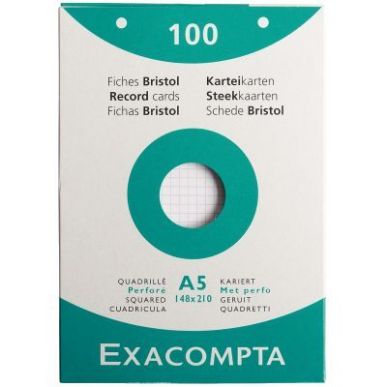 Achetez EXACOMPTA Etui de 100 fiches bristol perforées 148x210mm (A5) 5x5 Blanc pas cher sur Ma Ren..