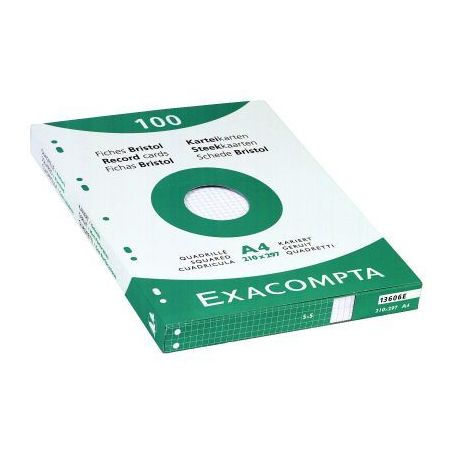 Achetez EXACOMPTA Etui de 100 fiches bristol perforées 210x297mm (A4) quadrillées 5x5 Blanc pas ch..