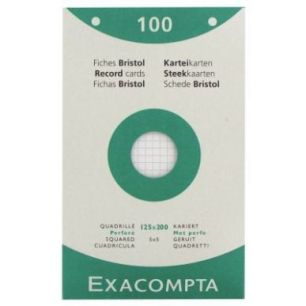 Achetez EXACOMPTA Etui de 100 fiches bristol perforées 125x200mm quadrillées 5x5 Blanc pas cher su..