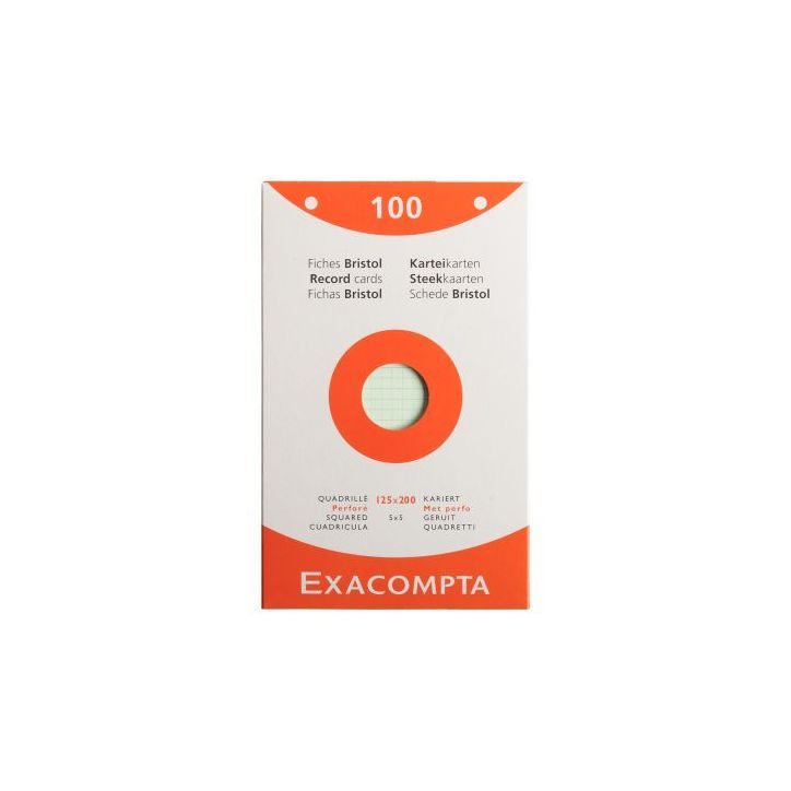 ETUI DE 100 FICHES  BRISTOL ASS QUADRILLE 5X5 PERF