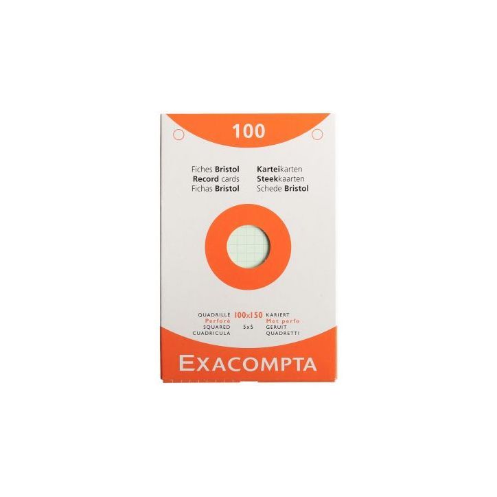 ETUI DE 100 FICHES  BRISTOL ASS QUADRILLE 5X5 PERF