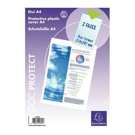 Achetez Sachet de 10 étuis de protection simple en PVC lisse 20/100e pour format A4 5382E EXACOMPTA..