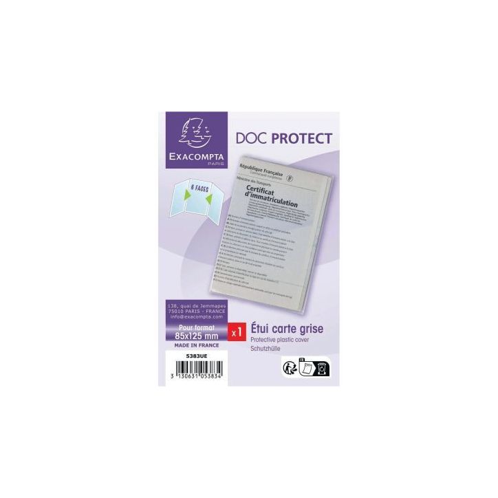 Étui 3 volets pour carte grise en PVC 5383UE EXACOMPTA