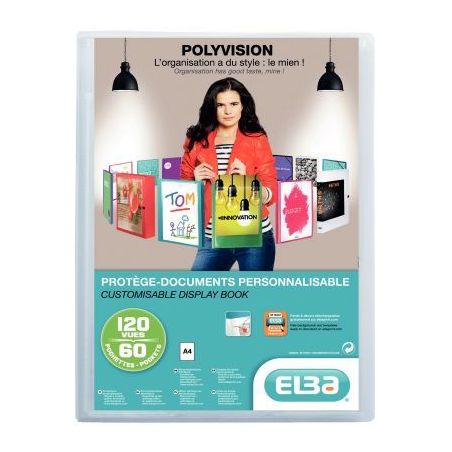 Achetez Protège-documents personnalisable 60 pochettes 120 vues pour format A4 21x29,7 cm incolore ..