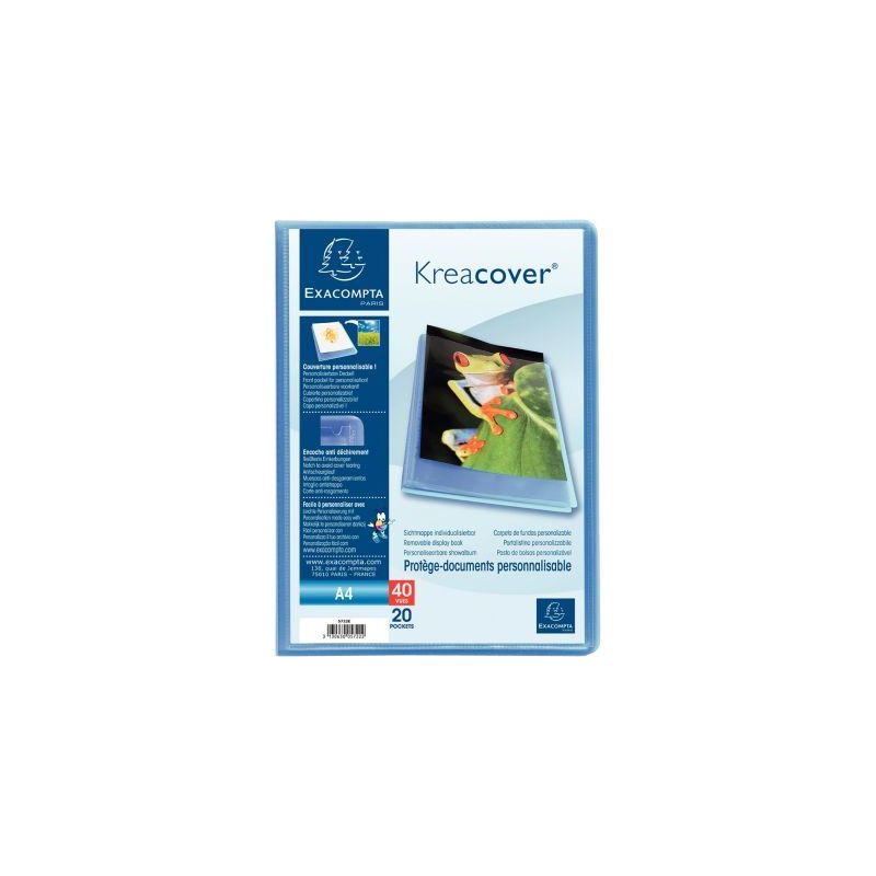 Achetez Protège-documents personnalisable KREACOVER 40 vues, bleu 5722E KREACOVER EXACOMPTA pas che..