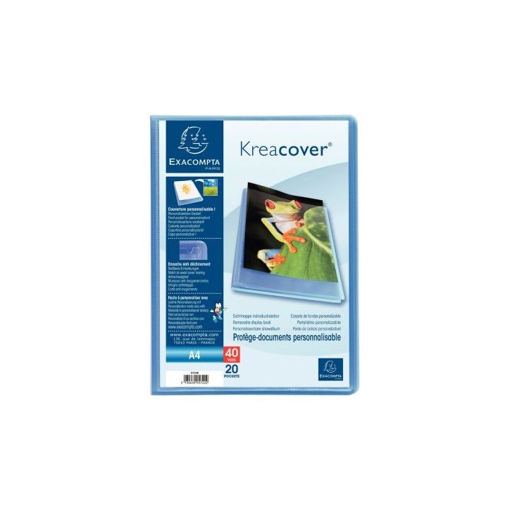 Protège-documents personnalisable KREACOVER 40 vues, bleu 5722E KREACOVER EXACOMPTA