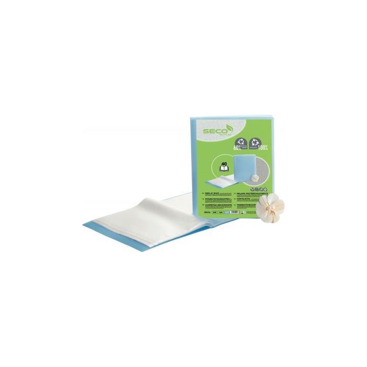 Protège-documents recyclable, 80 vues, bleu translucide DB40-BLUE SECO