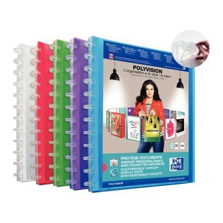 Achetez OXFORD Protège-documents VARIOZIP POLYVISION, 40 vues, 20 pochettes amovibles. En polypropy..