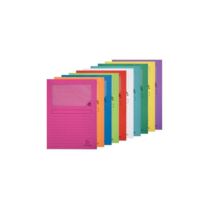 NEUTRE Paquet de 10 pochettes coins en carte 120g, avec fenêtre, 22x31cm, assortis vif