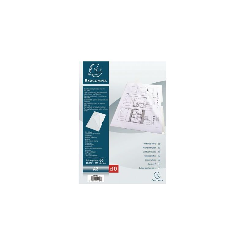 Achetez Sachet de 10 pochettes coin en polypropylène 20/100ème pour format A3 325005E EXACOMPTA pa.. Achetez Sachet de 10 pochettes coin en polypropylène 20/100ème pour format A3 325005E EXACOMPTA pa..