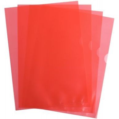 Achetez Boîte de 100 pochettes coin en polypropylène grainé 9/100 ème format 21x29,7 cm  rouge 1..
