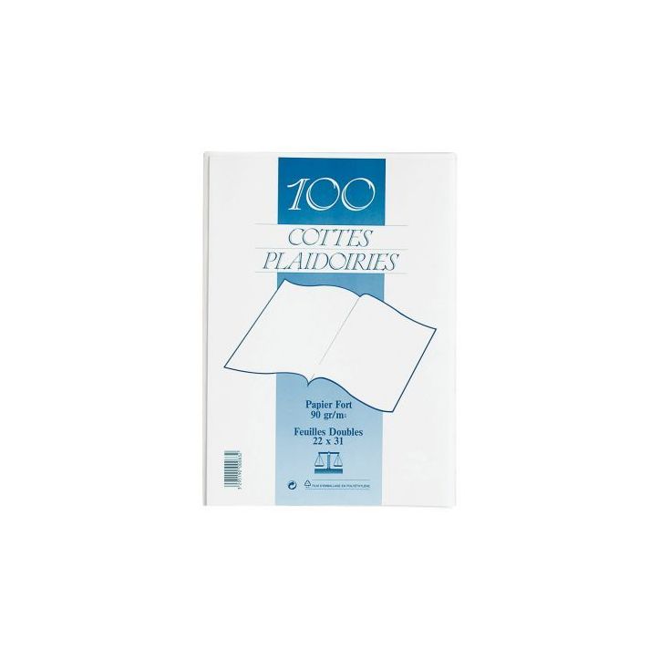 Paquet de 100 sous-chemises cotes de plaidoiries 90g blanc 820017E EXACOMPTA