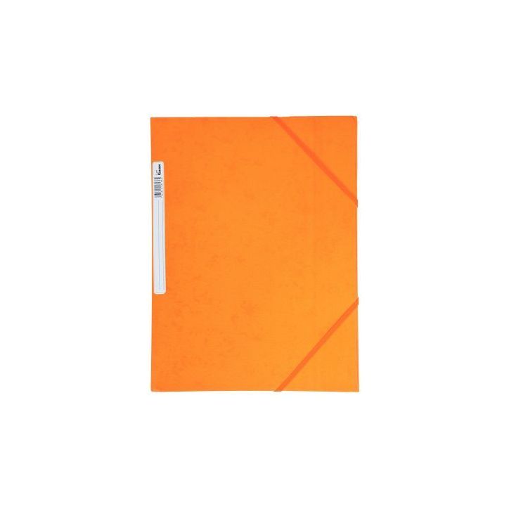 Chemise 3 rabats à élastiques + étiquette de dos coloris orange carte grainée 5/10e 450g format 24 x 32 cm(...)