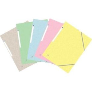 Paquet de 5 chemises 3 rabats à élastiques TOP FILE+ en carte lustrée 4/10e 390g, coloris pastel assortis 4(...)