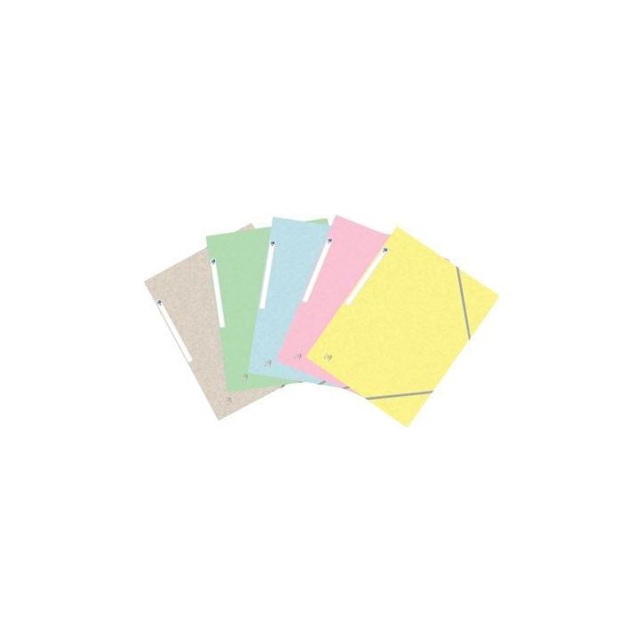 Paquet de 5 chemises 3 rabats à élastiques TOP FILE+ en carte lustrée 4/10e 390g, coloris pastel assortis 4(...)
