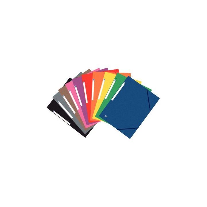 Paquet de 10 chemises 3 rabats à élastiques TOP FILE+ en carte lustrée 4/10e 390g, coloris assortis 4001143(...)