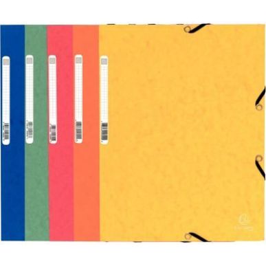 Achetez Paquet de 10 chemises 3 rabats à élastiques en carte lustrée 5/10ème 350g coloris assort..