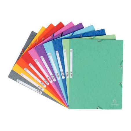 Achetez Paquet de 10 chemises 3 rabats à élastiques en carte lustrée 5/10ème 400g format 24x32 c..